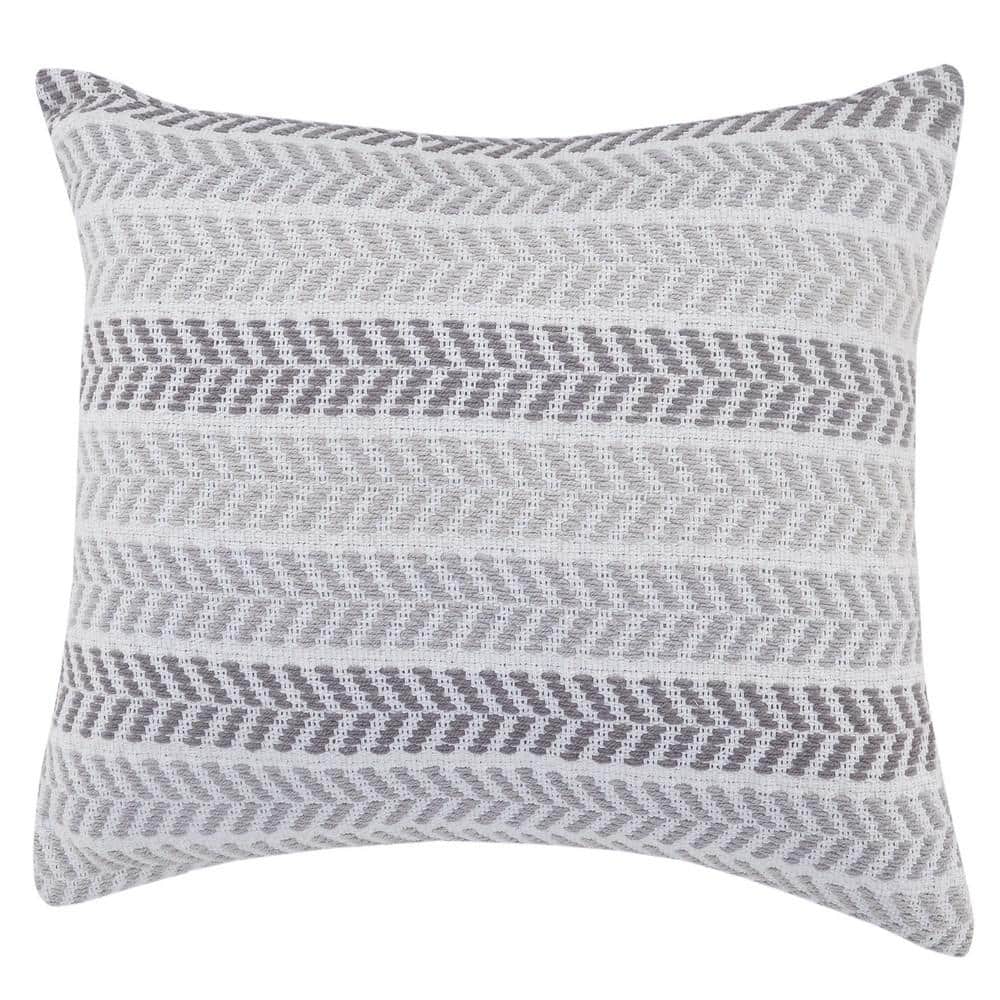 Adina Candid Gray Chevron Soft Poly-fill 16 in. x 24 in. Lumbar Throw Pillo