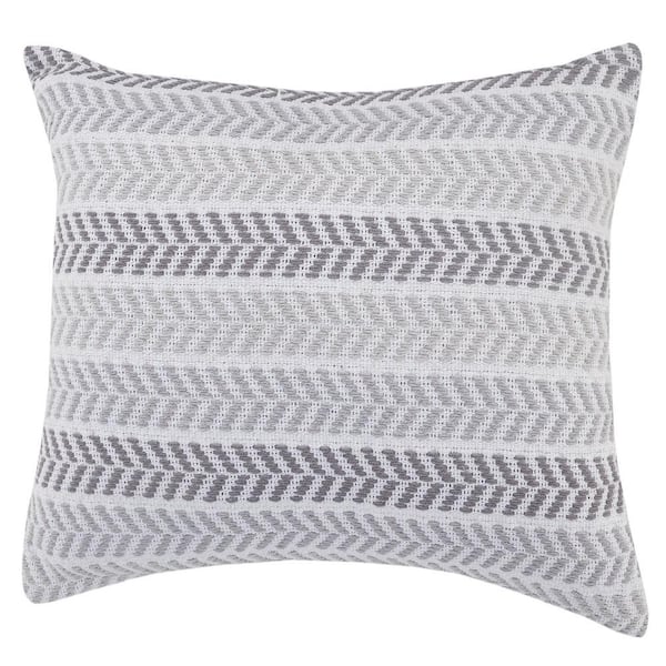 Unbranded Adina Candid Gray Chevron Soft Poly-fill 16 in. x 24 in. Lumbar Throw Pillow
