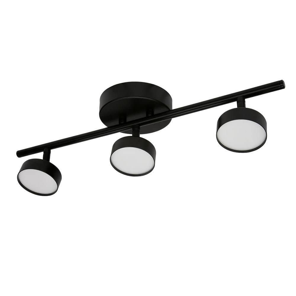 20 in. Matte Black 3-Light Track Light Adjustable Lamp Heads LED Flush Mount 1650 Lumens 2700K-5000K Kitchen Light price history on PriceWatchPro