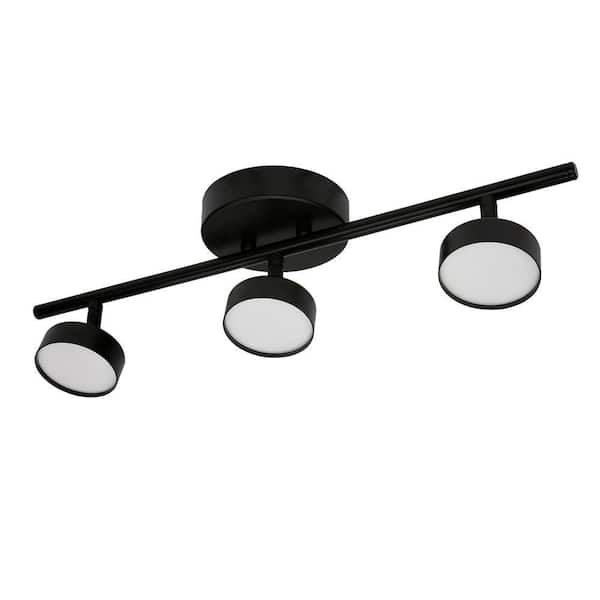ETI LIGHTING 20 in. 3-Light Matte Black Adjustable Color Temperature and Heads Integrated LED Fixed Track Lighting Kit