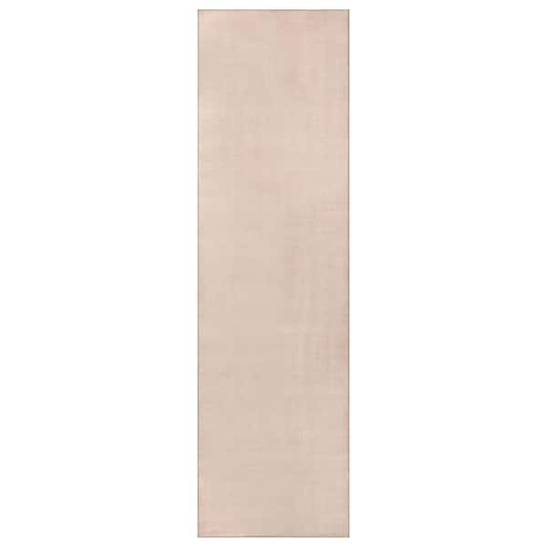Linear Block Ivory Cream Machine Washable Non-Slip Backing Area Rug 2' x 12' Cream