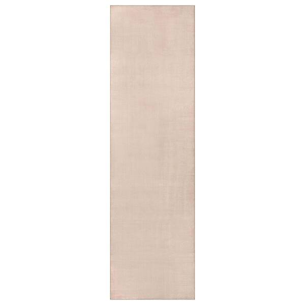 Linear Block Ivory Cream Machine Washable Non-Slip Backing Area Rug 2' x 6' Cream