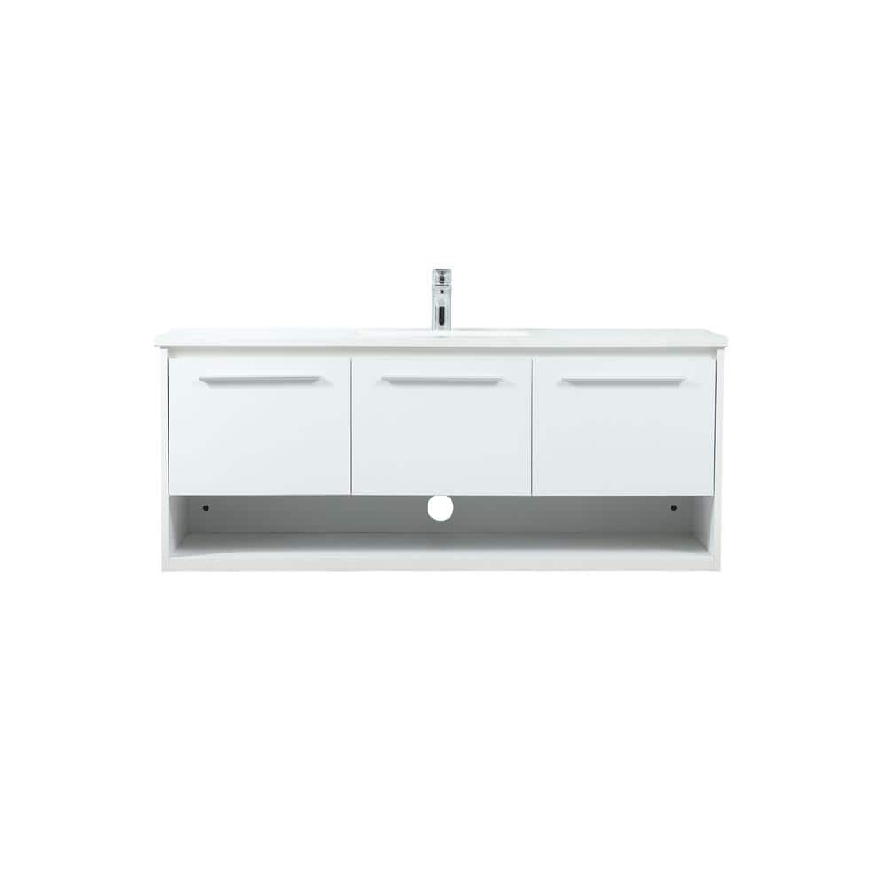 Timeless Home 48 in. W Single Bath Vanity in White with Engineered Stone Va