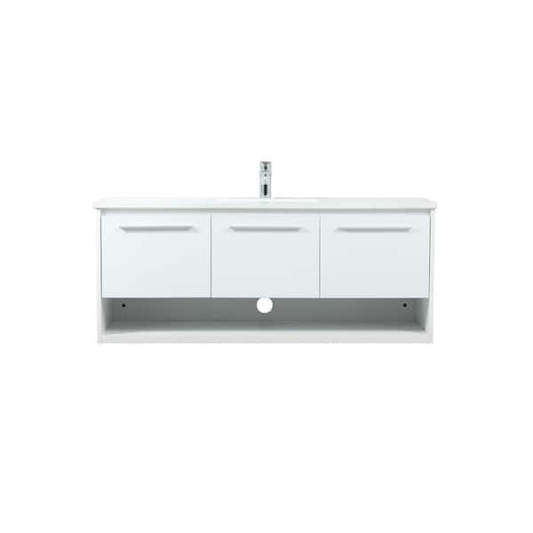 Unbranded Timeless Home 48 in. W Single Bath Vanity in White with Engineered Stone Vanity Top in Ivory with White Basin