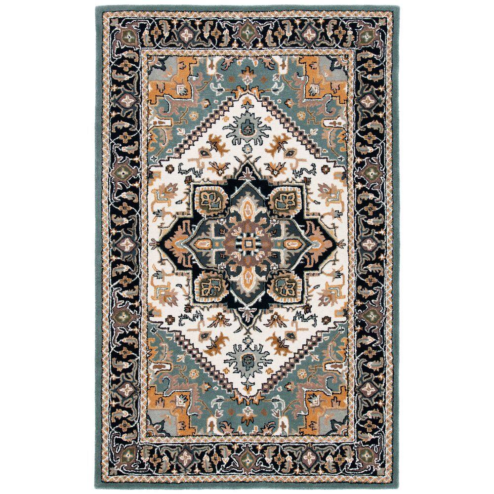 SAFAVIEH Heritage Gray/Green 4 ft. x 6 ft. Border Floral Medallion Area