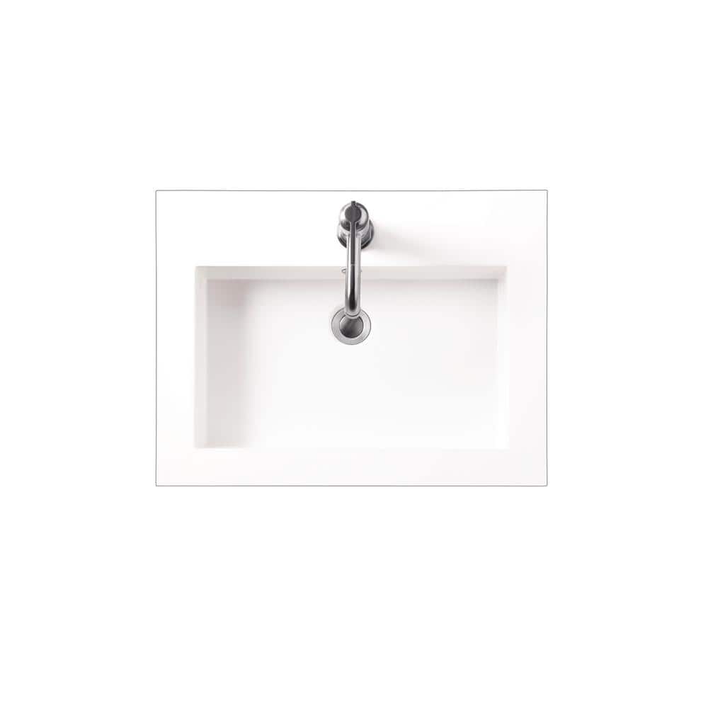 Latte Oak and White Glossy Single Wall-Mount Vanity Set