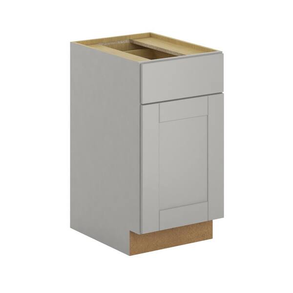 Hampton Bay Princeton Shaker Assembled 18 in. x 34.5 in. x 24 in. Base Cabinet with Soft Close Drawer in Warm Gray