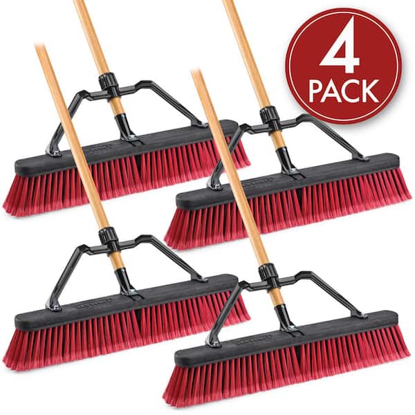 Libman 24 in. High Power Multi-Surface Industrial Grade Push Broom with Handle (4-Pack)