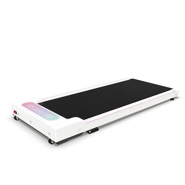 Foldable Treadmill with Handle Bar and InclinePortable Under Desk Walking Pad and Vibration Pad w/ Remote Control,White