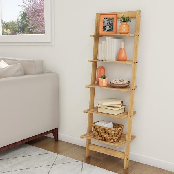 Lavish Home 5-Tier Ladder Blonde Wood Storage Shelf