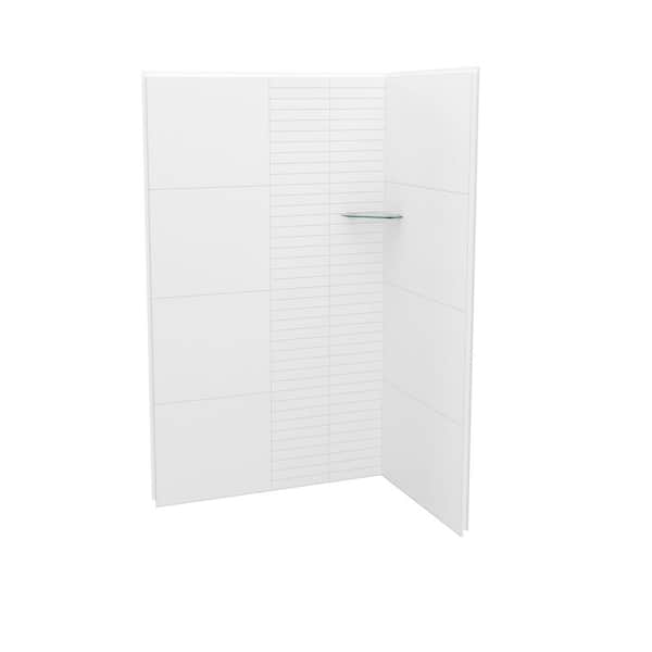 Utile 48 in. W x 32 in. D x 80 in. H Composite Direct-to-Stud Two-Piece Corner Shower Wall Kit in Erosion Bora White
