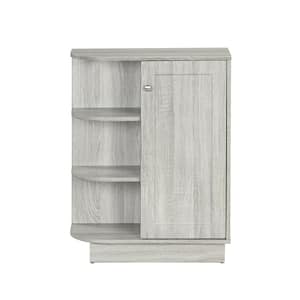 23.6 in. W x 9.7 in. D x 31.30 in. H Oak Gray Linen Cabinet Bathroom Open Style Shelf Cabinet with Adjustable Plates