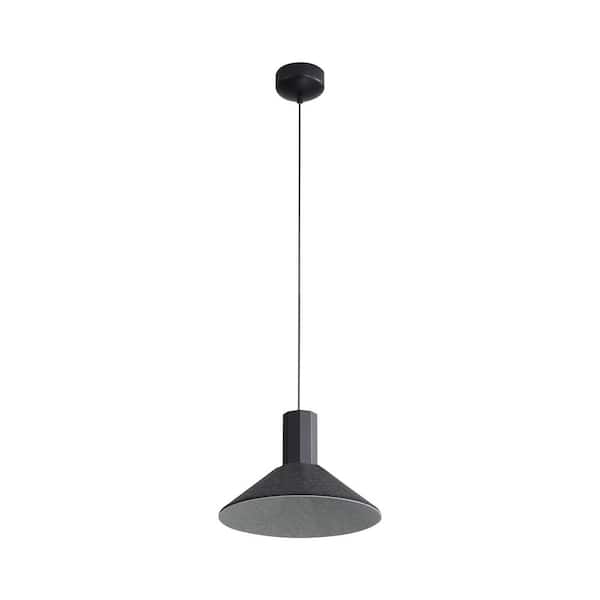 Golden Lighting - Faroe 12-Watt 1 Light Flecked Black/Grey Integrated LED Pendant Light with Flecked Black/Grey Shade