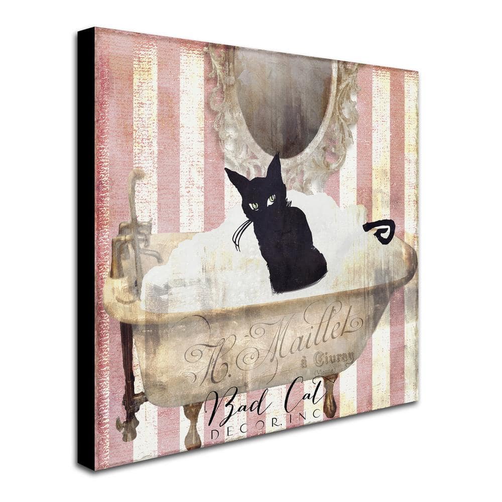 Bad Cat II Black Cat in Bathtub Canvas Wall Art