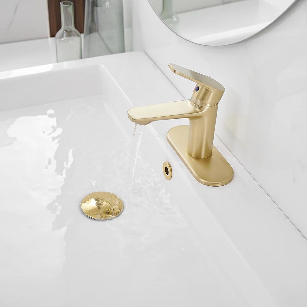 Brushed Gold Stainless Steel Single Handle Bathroom Faucet