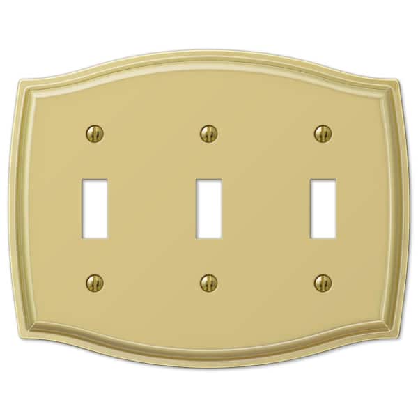 AMERELLE Vineyard 3 Gang Toggle Steel Wall Plate - Polished Brass
