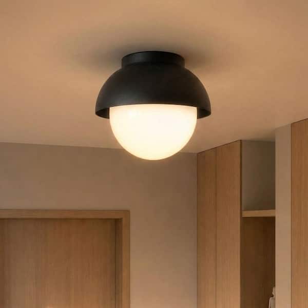 Hyde 8 in. 1-Light Midnight Black Flush Mount