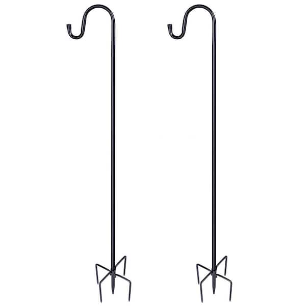 Unbranded 45 in. Metal Heavy Duty Adjustable Stand Shepherds Hooks for Garden, Hummingbird Feeder, Plant, 2-Pack