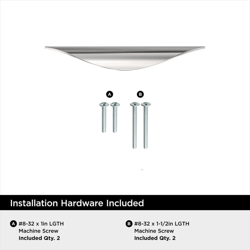 Polished Chrome 3" Finger Cabinet Pull with Mounting Hardware