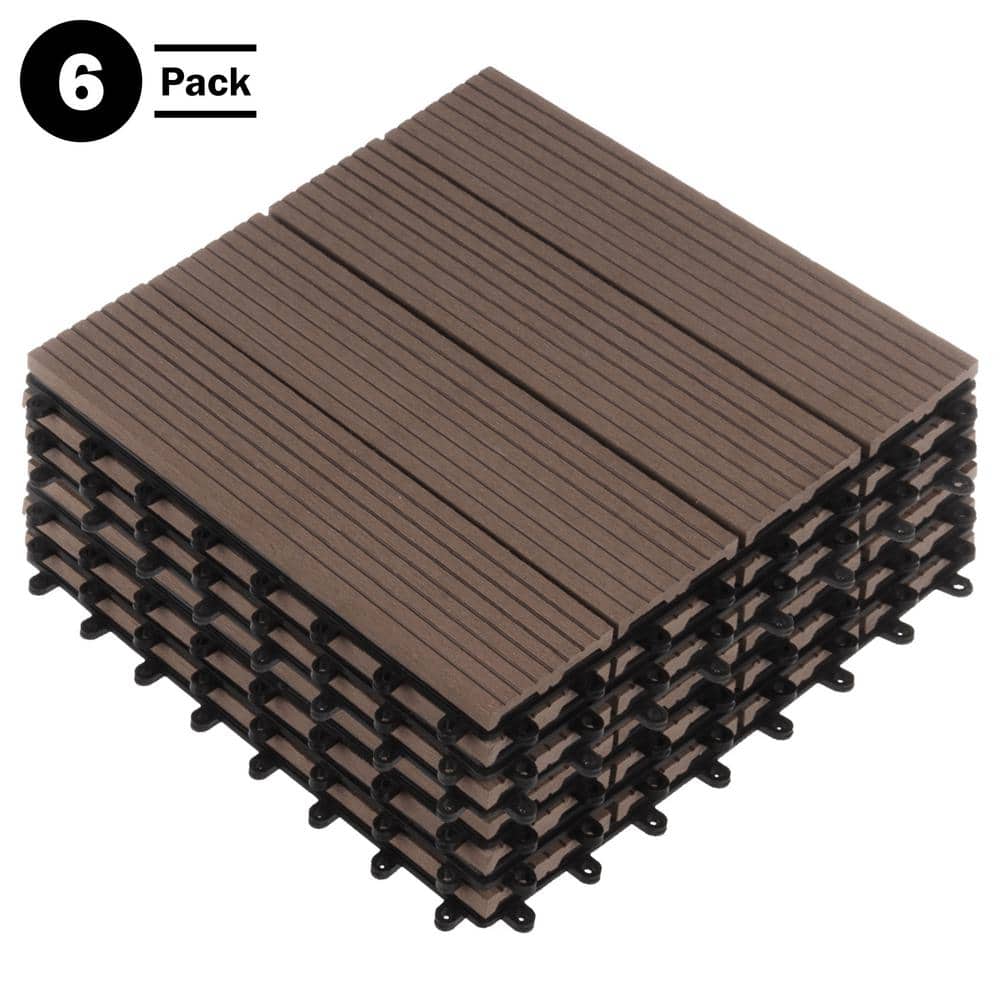 1 ft. W x 1 ft. L 6 Patio Tiles Wood/Polypropylene Interlocking Deck Tile Flooring in Mocha price history on PriceWatchPro