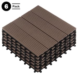 1 ft. W x 1 ft. L 6 Patio Tiles Wood/Polypropylene Interlocking Deck Tile Flooring in Mocha