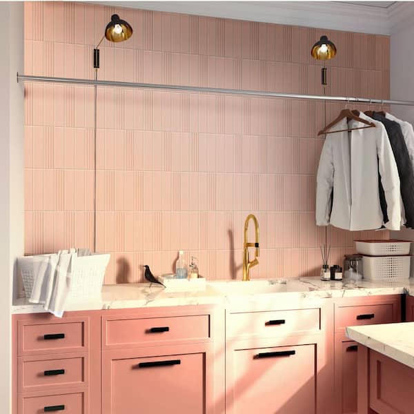 Arte 1.97 in. x 7.87 in. Matte Pink Ceramic Subway Deco Wall and Floor Tile (4.1 sq. ft./case) (38-pack)