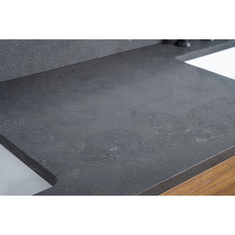 Tan 42" Single Bathroom Vanity with Black Limestone Top
