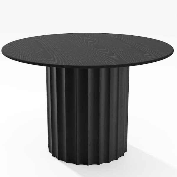 Round Black Wood 46 in. Column Base Dining Table Seats 4