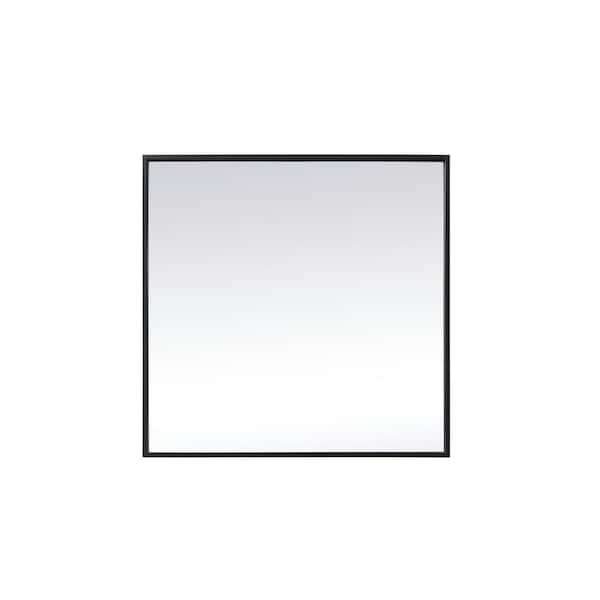 Unbranded Timeless Home 24 in. W x 24 in. H x Modern Metal Framed Square Black Mirror
