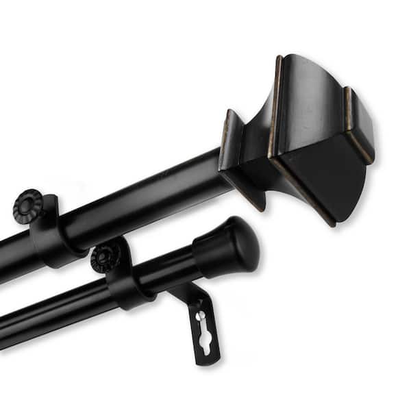 Unbranded 28 in. to 48 in. Adjustable 13/16 in. Julianne Double Curtain Rod in Black