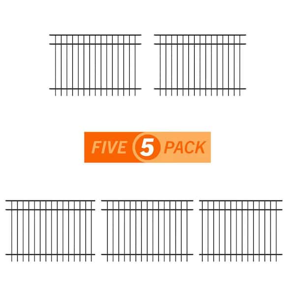 Vinings 4 ft. H x 6 ft. W Black Aluminum Pre-Assembled Fence Panel (5-Pack)