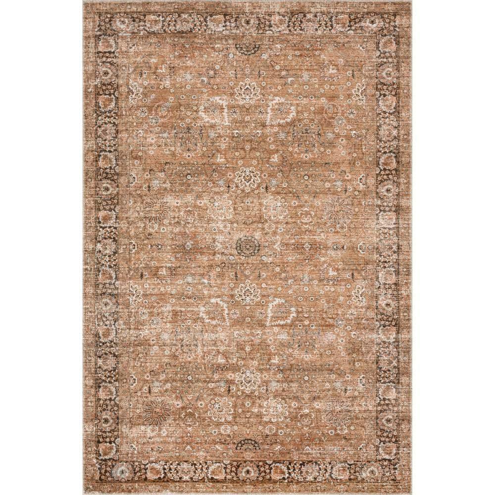 RUGS USA Bayberry Vintage Machine Washable Rust 5 ft. x 8 ft