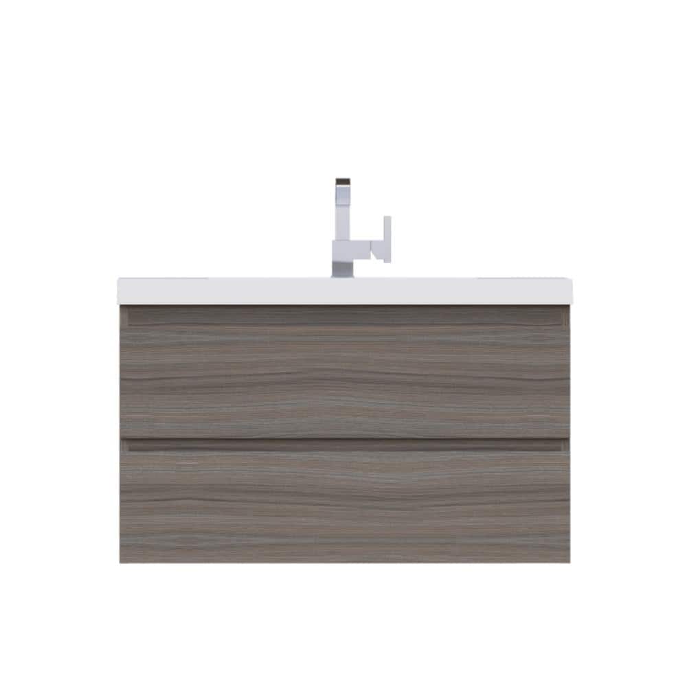 Paterno 36 in. W x 19 in. D Wall Mount Bath Vanity in Gray with Acrylic Vanity Top in White with White Basin price history on PriceWatchPro