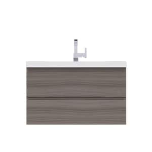 Paterno 36 in. W x 19 in. D Wall Mount Bath Vanity in Gray with Acrylic Vanity Top in White with White Basin
