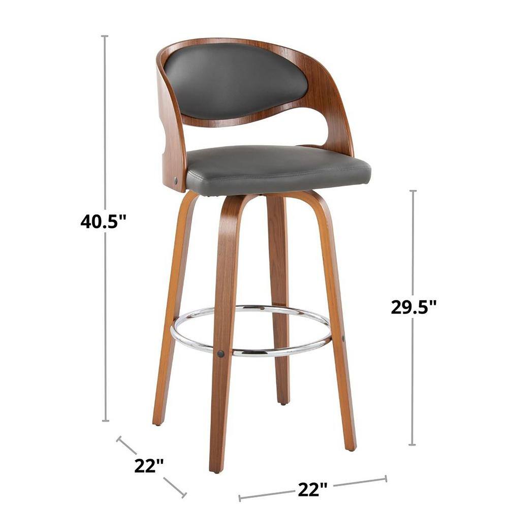 Pino Dark Gray Wood and Metal Swivel Barstool Set