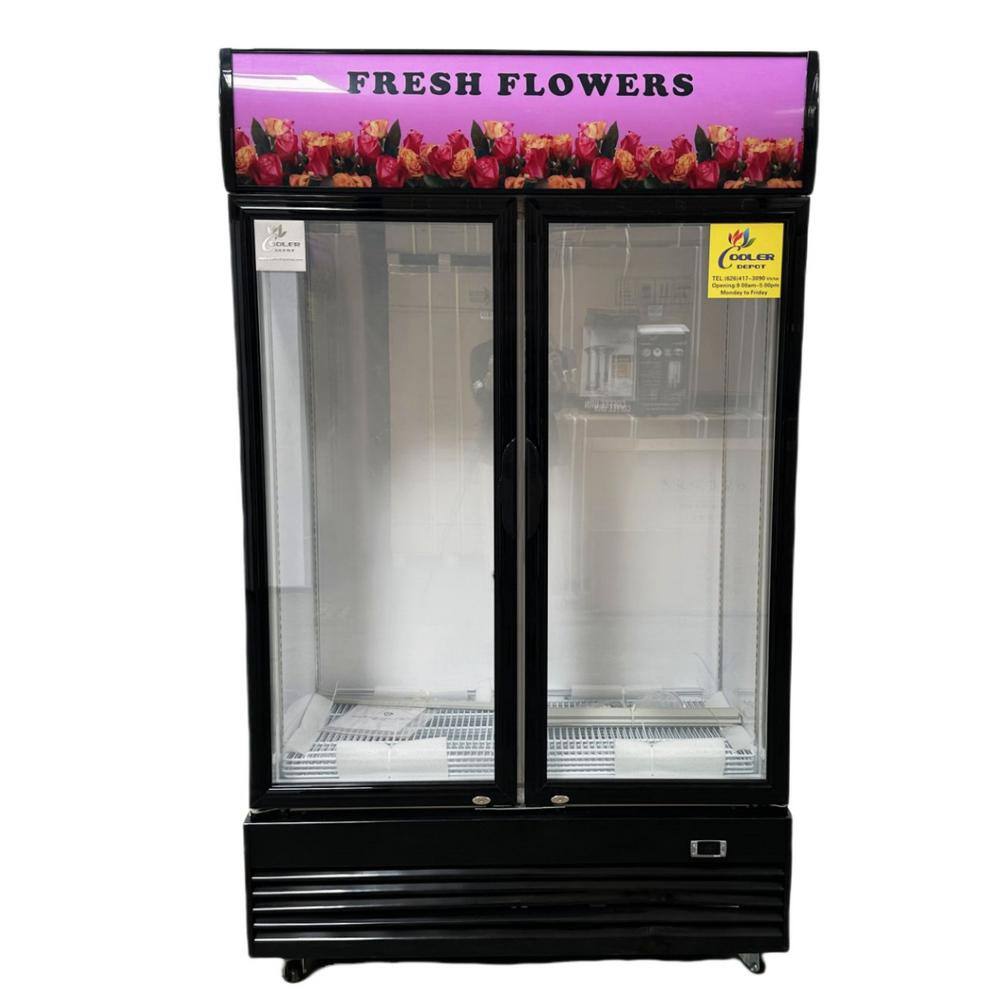 48 in. 33.5 cu. ft. Commercial Double Glass Swing Door Flowers Cooler Floral Refrigerator Display in White