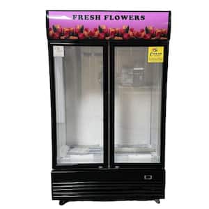 48 in. 33.5 cu. ft. Commercial Double Glass Swing Door Flowers Cooler Floral Refrigerator Display in White