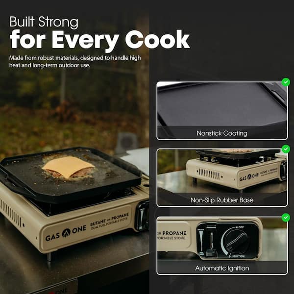 GASONE Propane or Butane Dual Fuel Portable Stove with Griddle GS