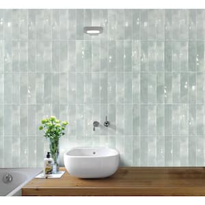 Motif Herringbone Emerald Green 11.14 in. x 11.14 in. Glossy Porcelain Mosaic Floor and Wall Tile (0.86 sq. ft./Each)