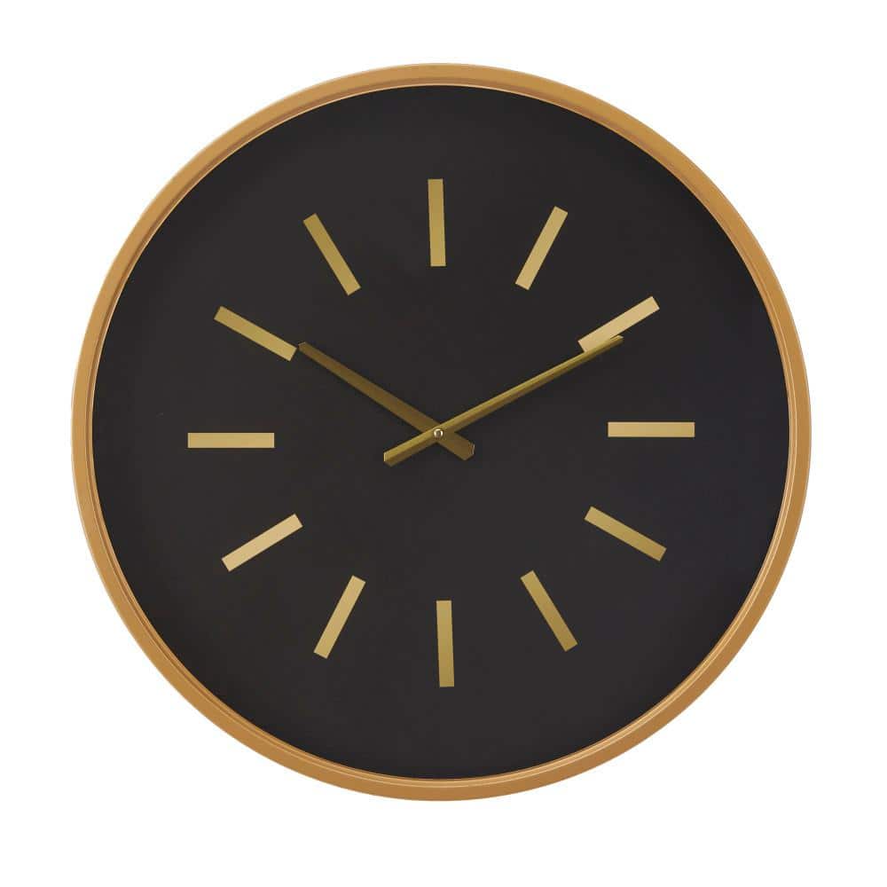 24" Black and Gold Metal Round Wall Clock
