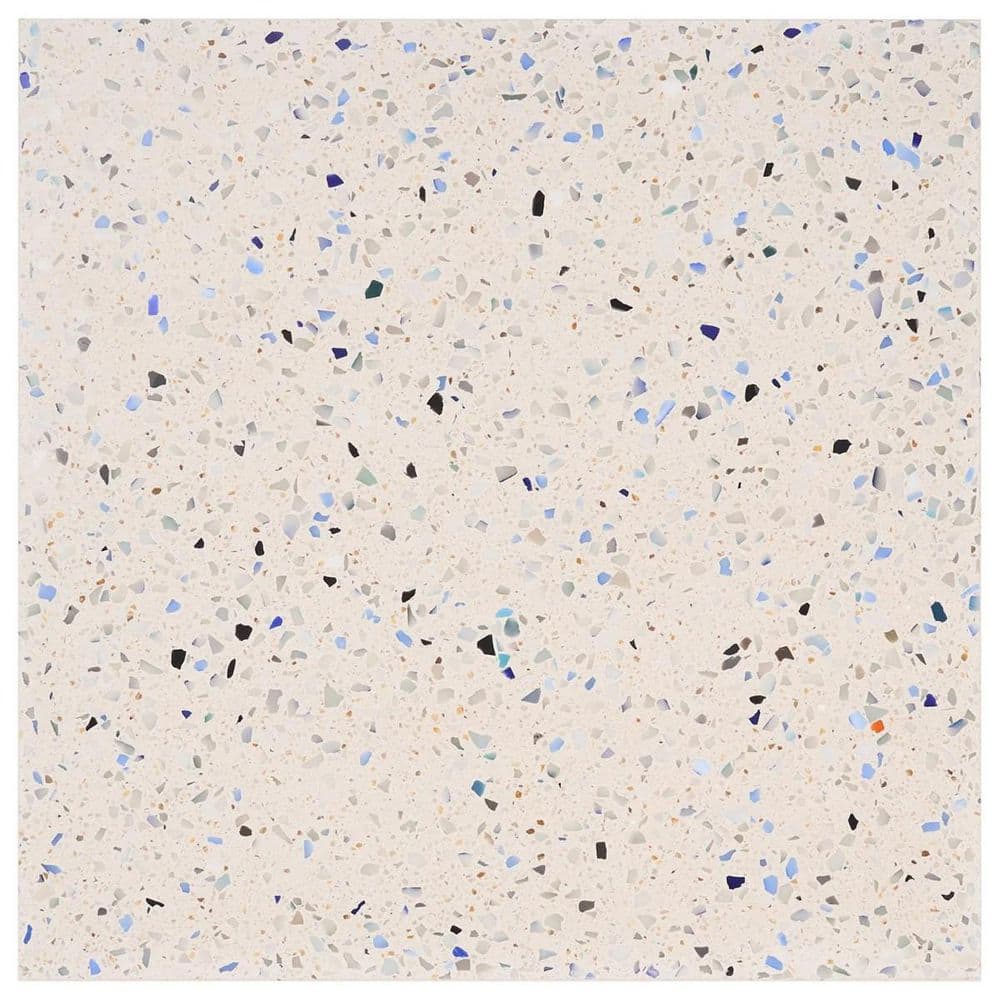 Raleigh Glass Creme Nautical Blue 4 in. x 0.71 in. Polished Terrazzo Floor and Wall Tile Sample price history on PriceWatchPro