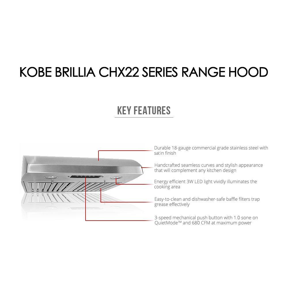 30-Inch Stainless Steel Under Cabinet Range Hood with LED Lights