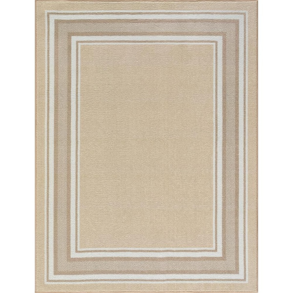 Beverly Rug 3 X 3 Beige Carmel Bordered Non Slip Doormat Indoor Area Rug  HD-CRM30744-3X3 - The Home Depot