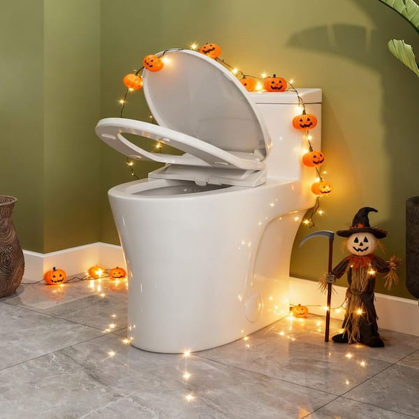 Chair Height 0.8/1.28 GPF Dual Flush Elongated Toilet in White HR-0038W with Non-Electric Toilet Seat MAP Flush 1000 g