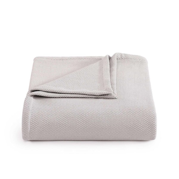 Tommy Hilfiger Pique Solid Rocky Grey Cotton Full/Queen Blanket
