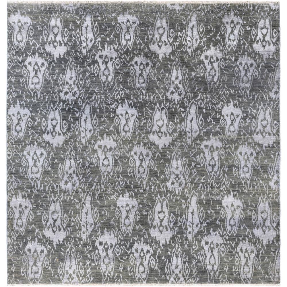 Ikat Gray 8 X 10 Hand-Knotted Wool Silk Indoor Area Rug price history on PriceWatchPro
