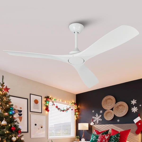 Parrot Uncle 52 in. Indoor/Outdoor Modern Matte White Ceiling Fan with 6-Speed Remote Control and DC Motor