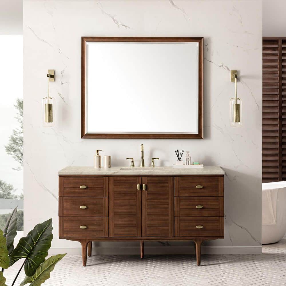 Amberly 60.0 in. Single Bath Vanity in Mid-Century Walnut with Tajnar Engineered Composite Top price history on PriceWatchPro