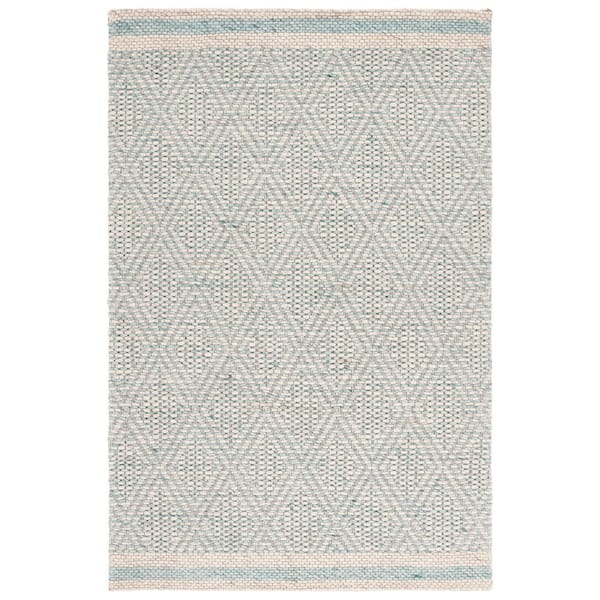Marbella 5 ft. x 8 ft. Aqua/Ivory Casual Coastal Diamond Weave Area Rug