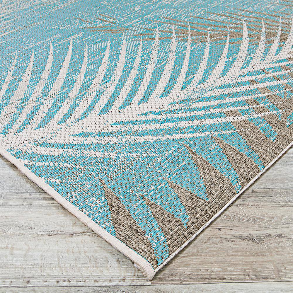 Monaco Aqua Geometric 8'6" x 13' Synthetic Flat-Woven Rug